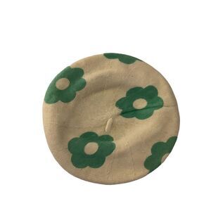 UO Classic Women’s Wool Knit Beret Hat Ivory Floral Print